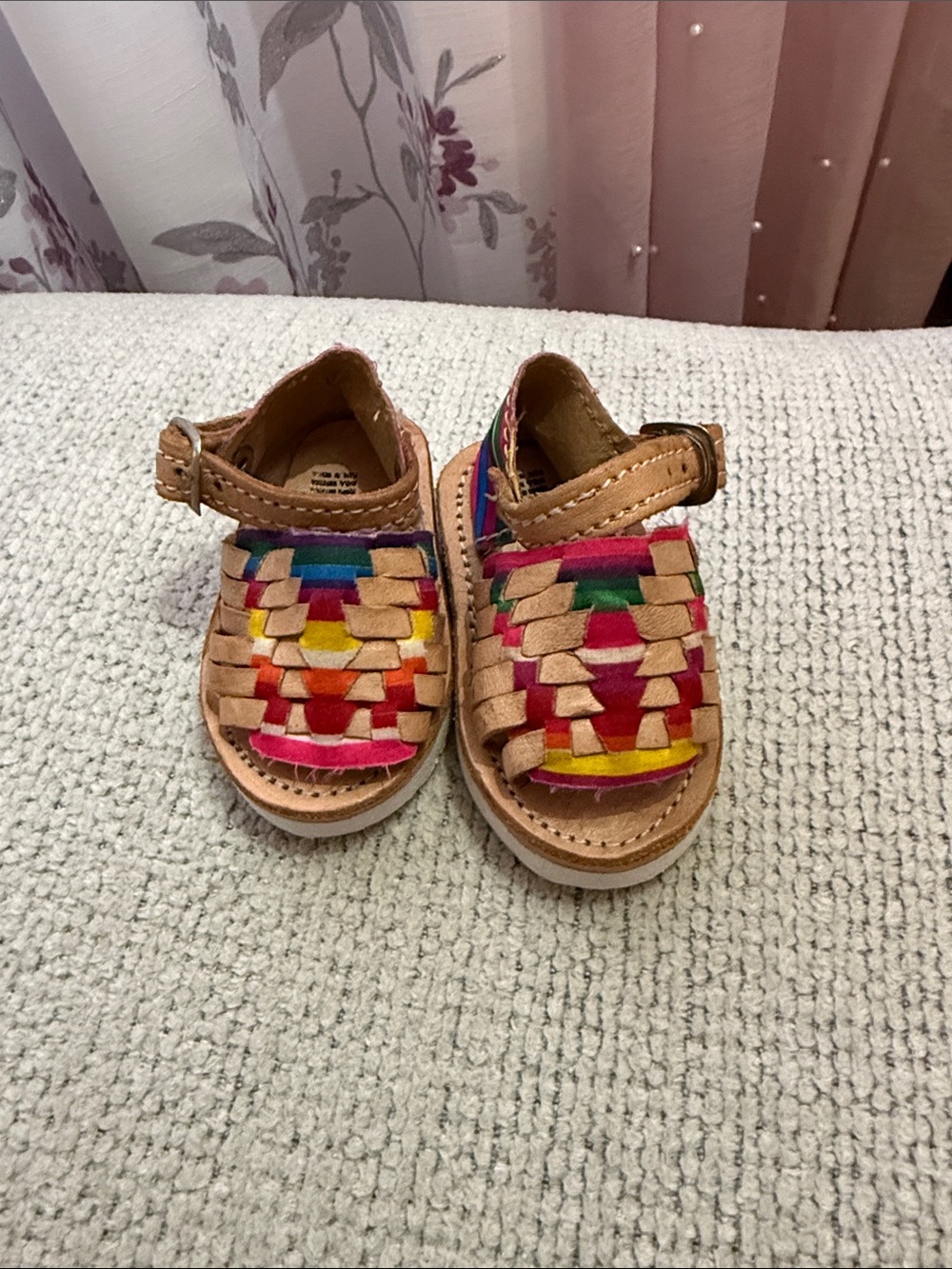 Kids Brown Leather Multicolor Woven Sandals - Casual Summer Footwear